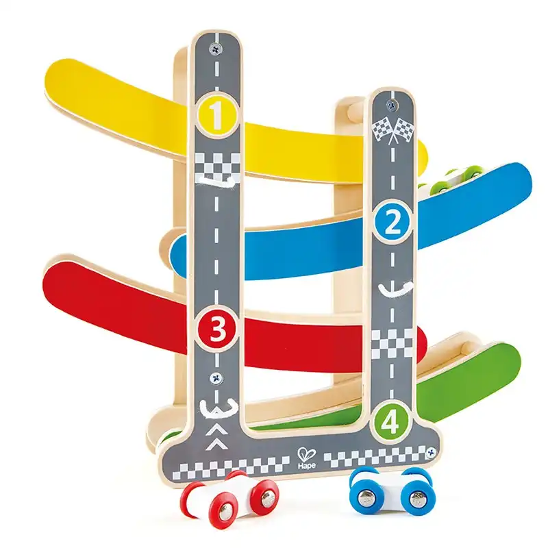 4pc Hape Fast Flip Wooden Racetrack Toddler 18m+ Racing/Race Track Game Play Toy