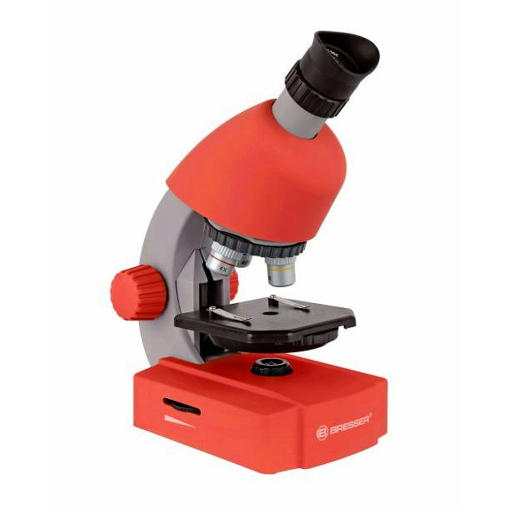 Bresser Junior Kids Science Lab 40x-640x Microscope w/ Smartphone Holder Red