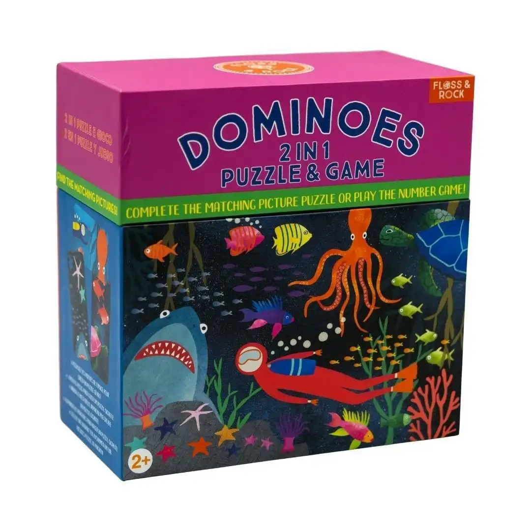Floss & Rock 2-in-1 Puzzle & Game Dominoes Deep Sea Cards Kids/Children Toy 2y+