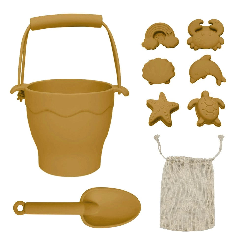 8pc Playground Silicone Bucket & Spade Set Steel Beach Kids Outdoor Toy Sunshine