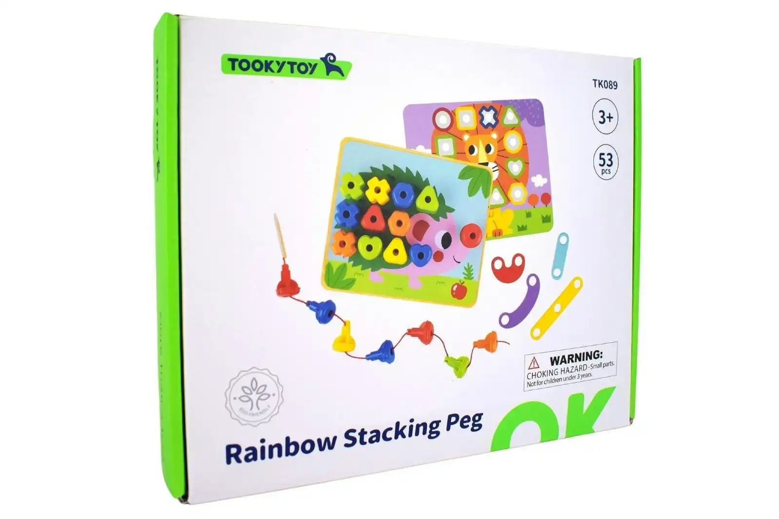 53pc Tooky Toy Rainbow Stacking Pegs Kids Educational Game 3+