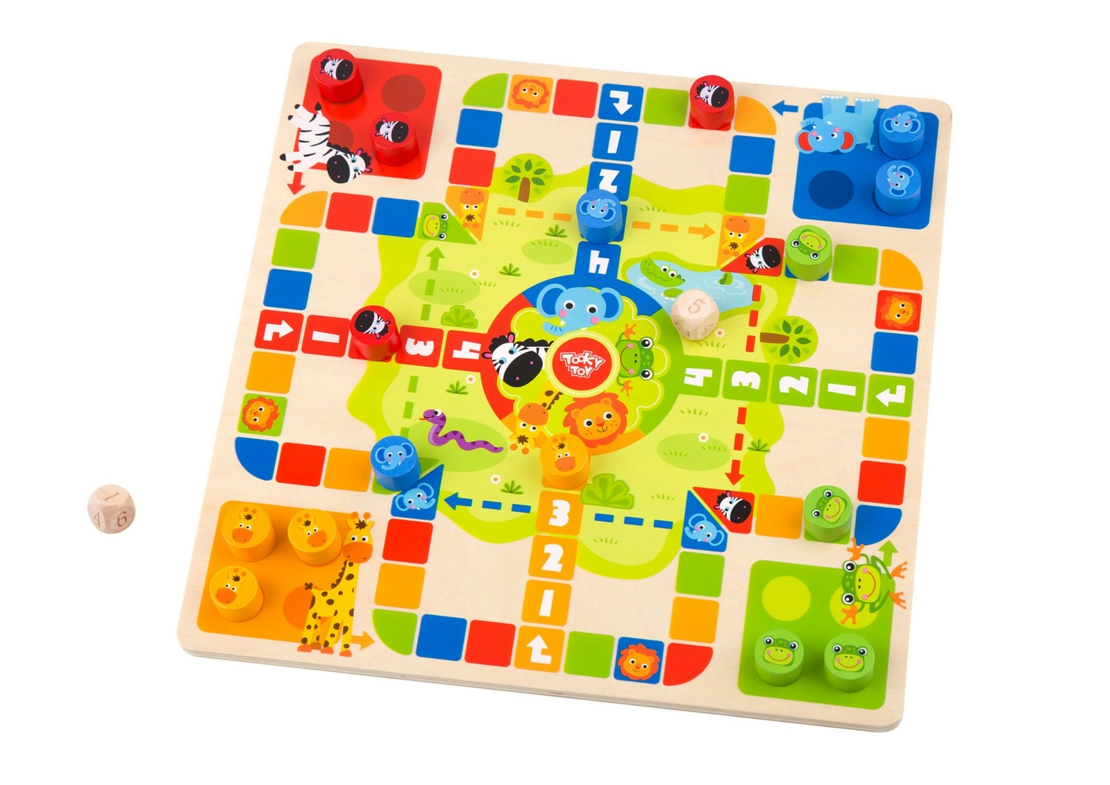 Tooky Toy Kids 2 In 1 Wooden Board Game Classic Ludo/Snakes & Ladders 30cm 3+