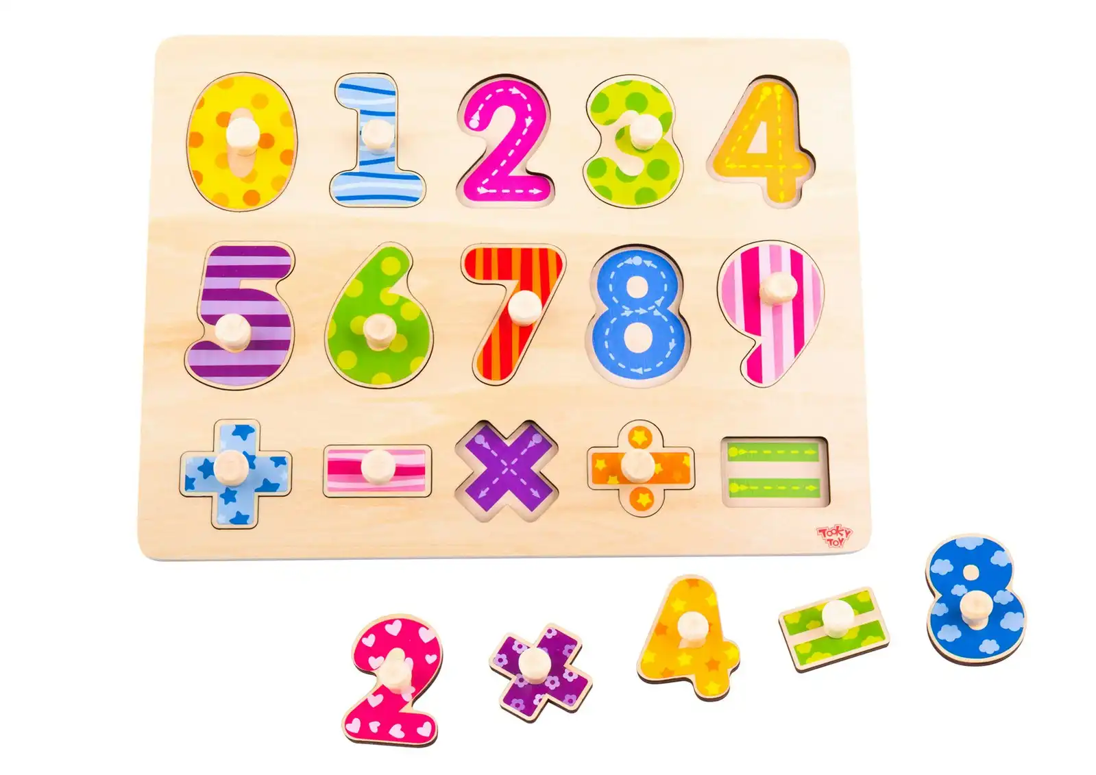 Tooky Toy Wooden Numbers/Equations Kids/Children Maths Learning Peg Puzzle 3+