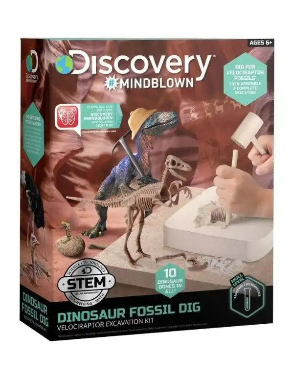 Discovery #Mindblown Dinosaur Excavation Kit Skeleton 3D Puzzle - Velociraptor