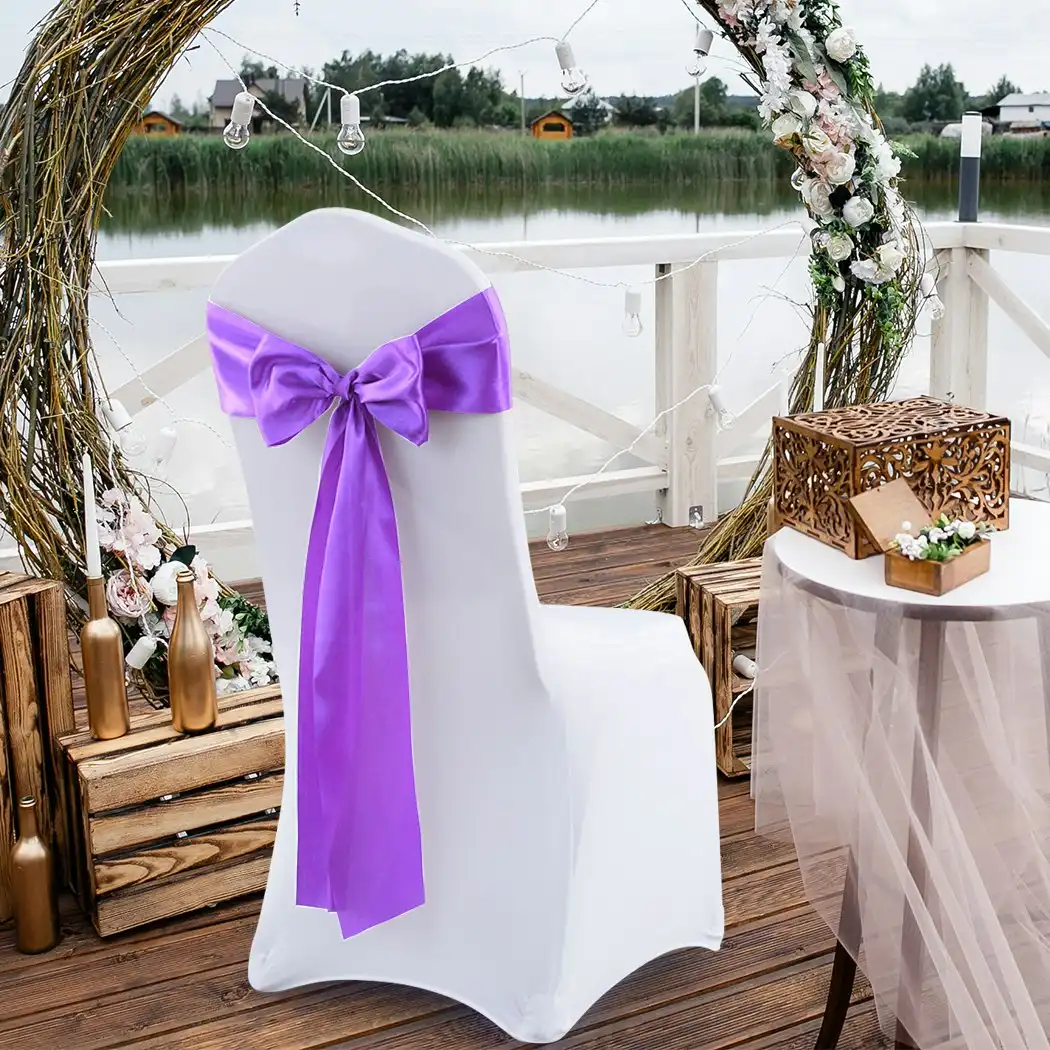 Traderight Group  50x Satin Chair Sashes Cloth Cover Wedding Party Event Decoration Table Runner (ED0911-50-LA)