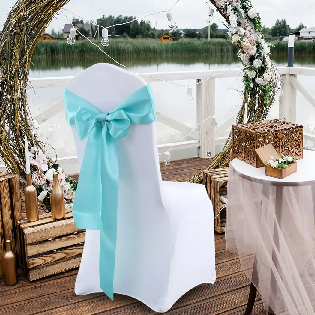 Traderight Group  50x Satin Chair Sashes Cloth Cover Wedding Party Event Decoration Table Runner (ED0911-50-TF)