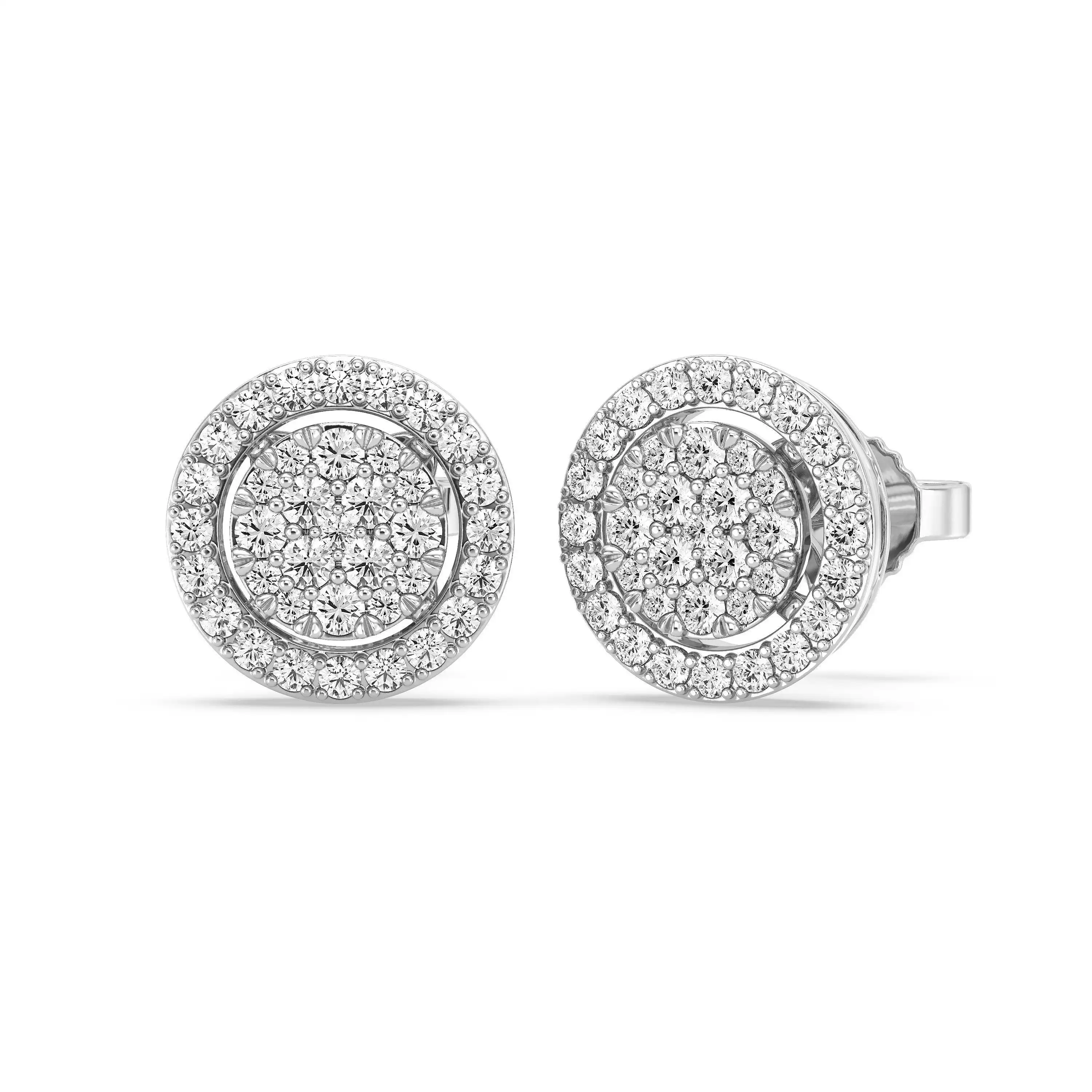 Mirage Halo Stud Earrings with 1/2ct of Laboratory Grown Diamonds in Sterling Silver and Platinum