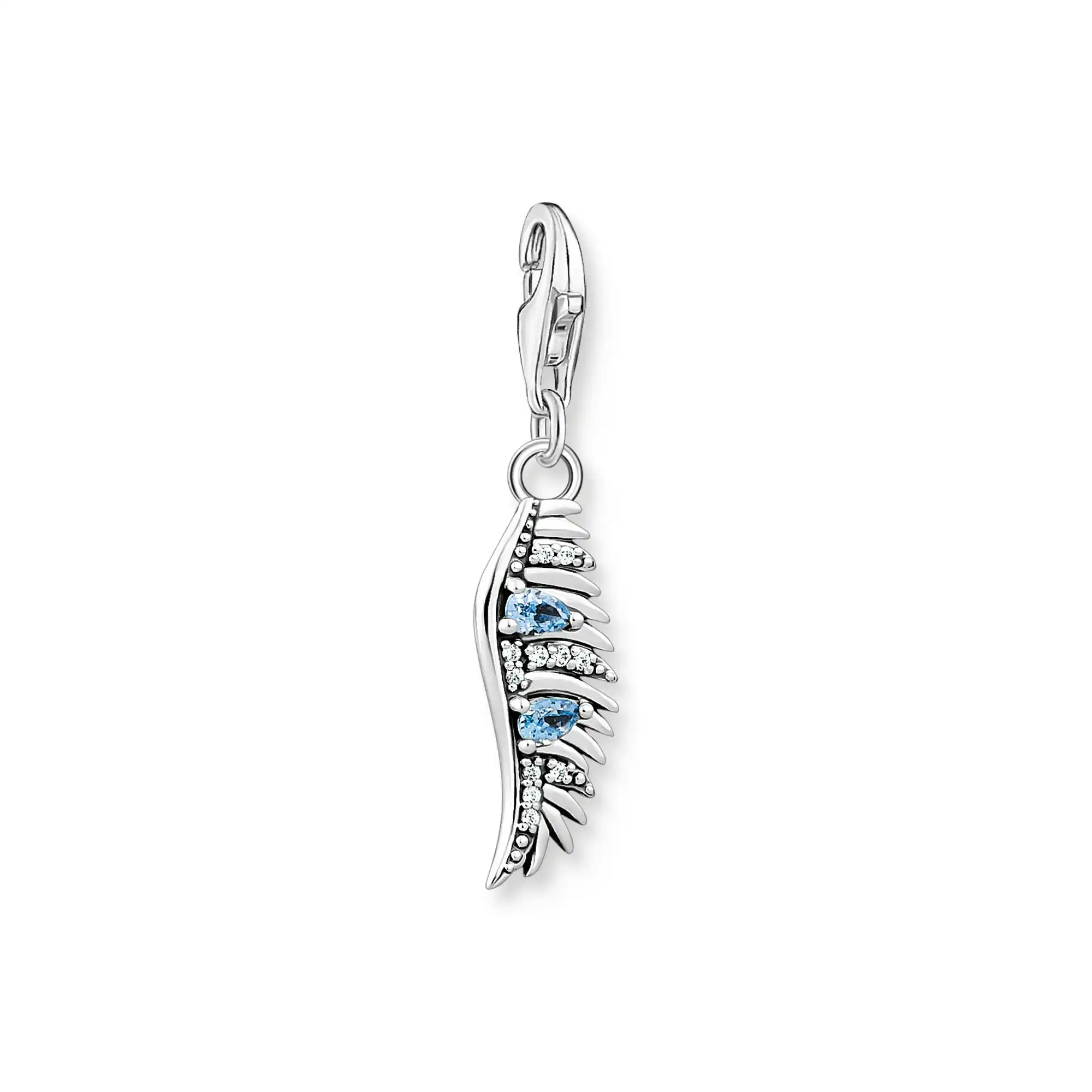 Thomas Sabo Charm pendant phoenix feather with blue stones silver