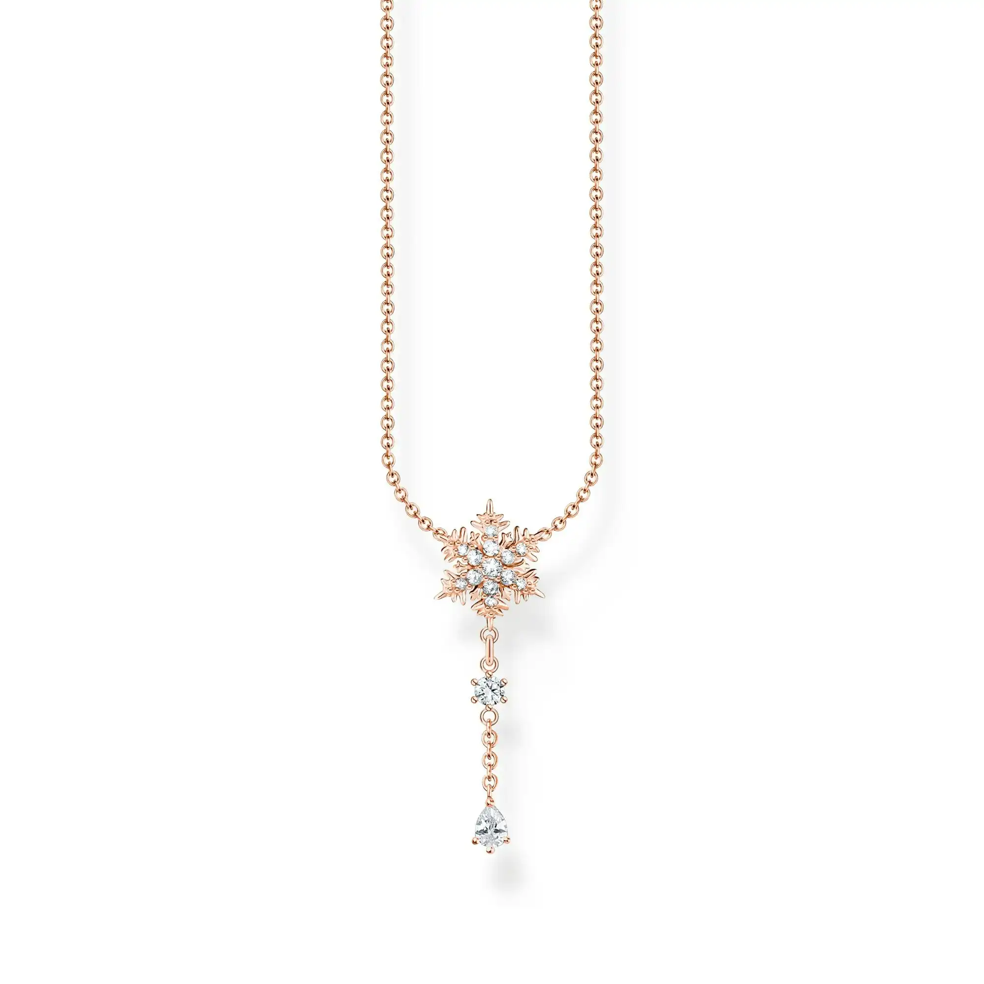 Thomas Sabo Necklace snowflake with white stones rose gold