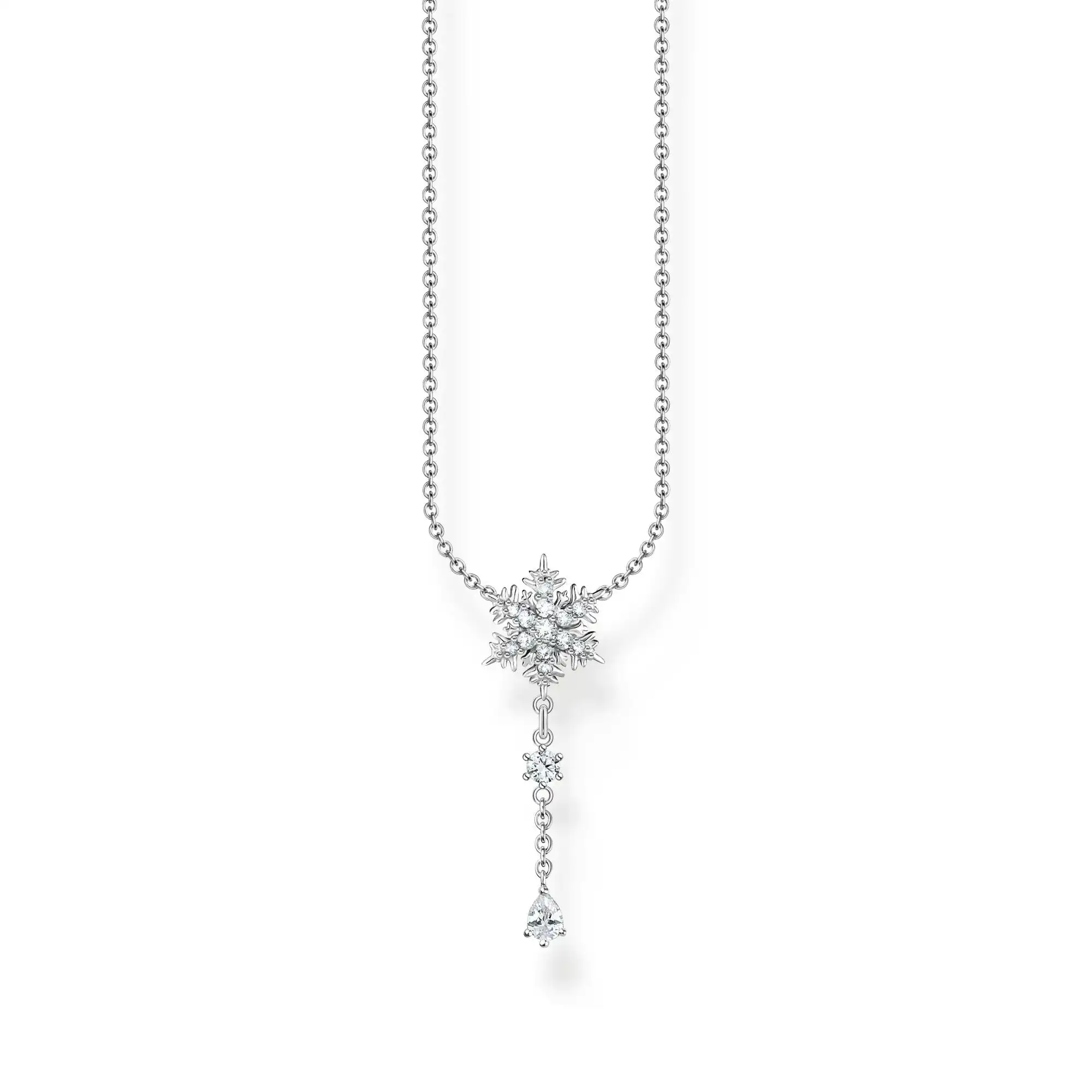 Thomas Sabo Necklace snowflake with white stones silver