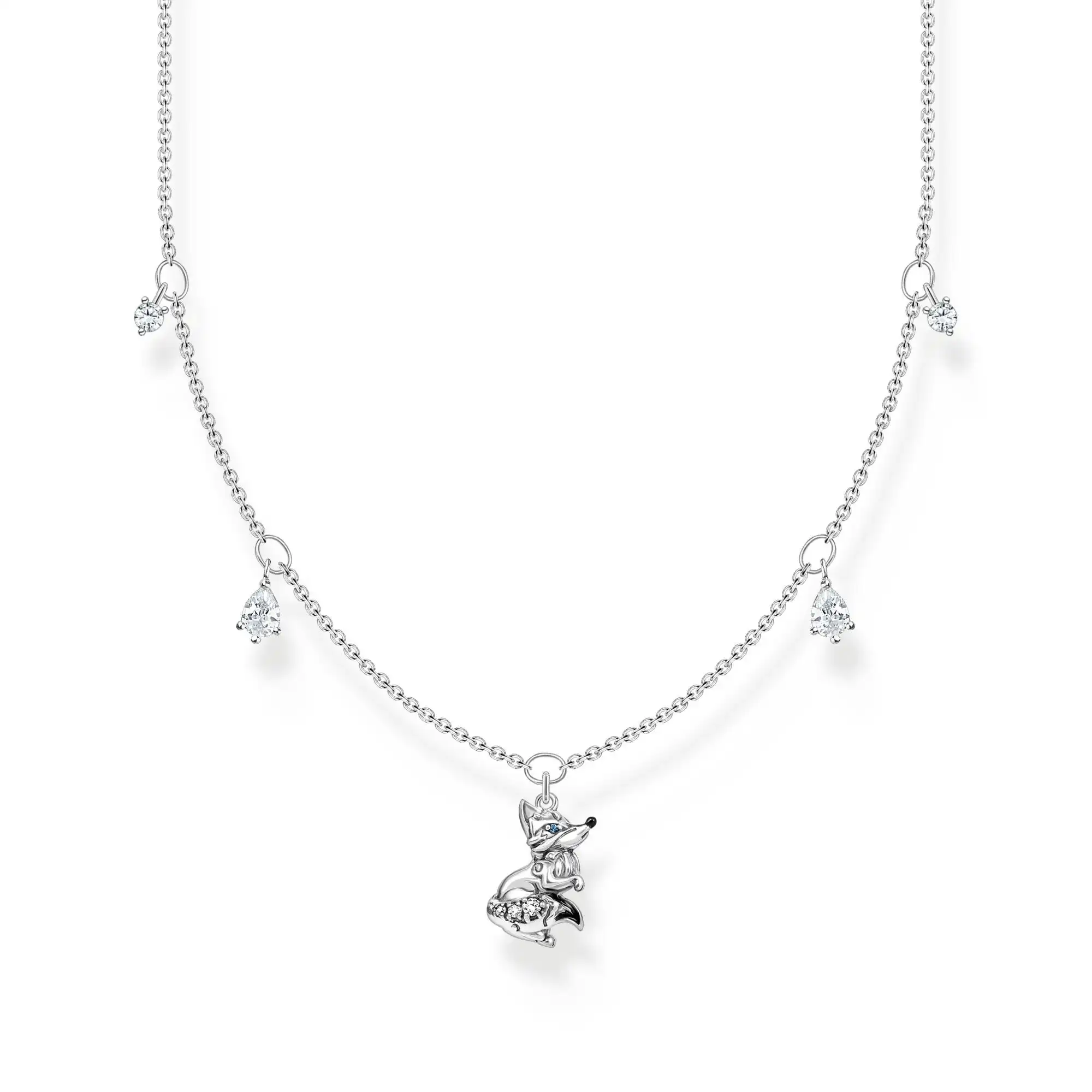 Thomas Sabo Necklace fox with white stones silver