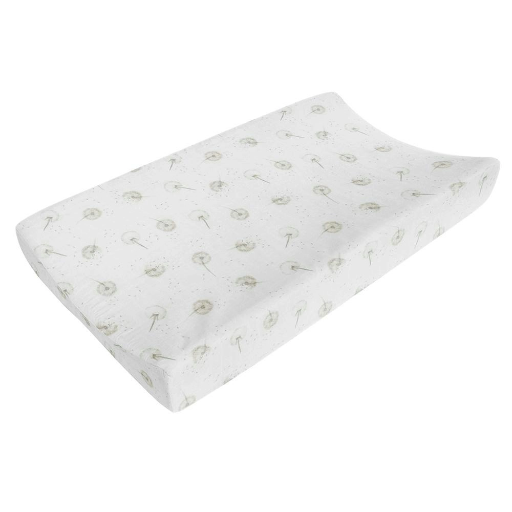 Living Textiles | Organic Muslin Change Pad Cover - Dandelion Grey