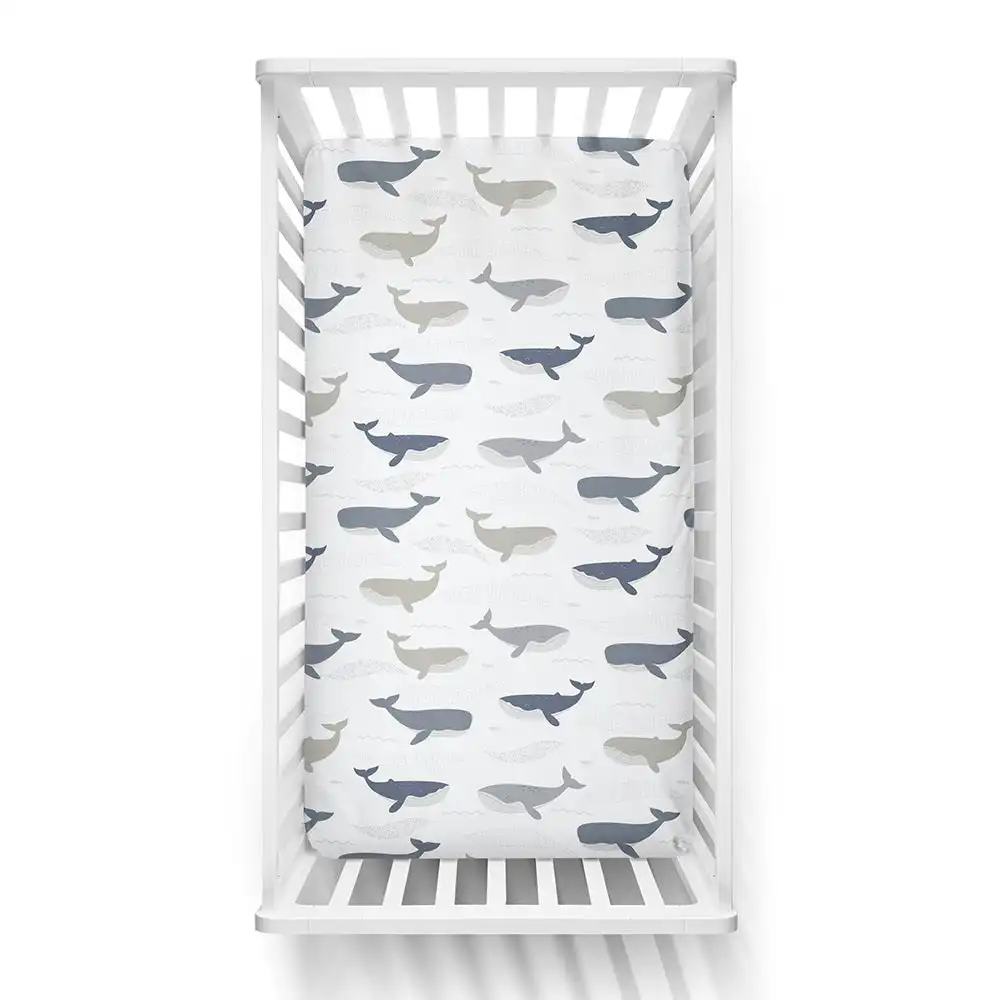Lolli Living | Cot Fitted Sheet - Whales