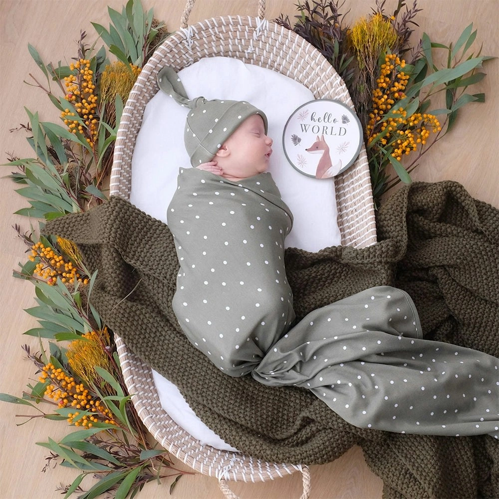 Living Textiles | Hello World Gift Set - Olive Spots