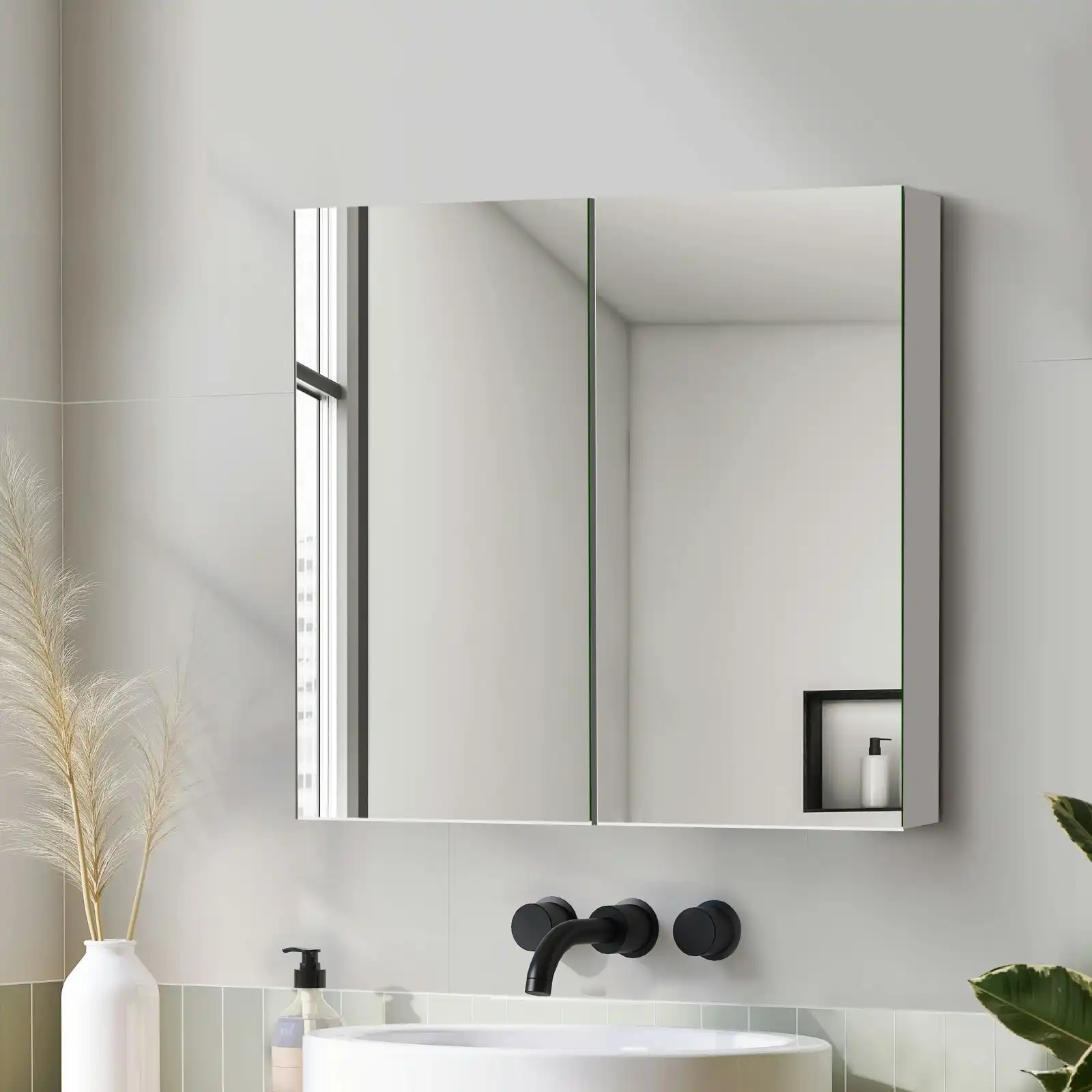 Welba Bathroom Mirror Cabinet Vanity Medicine Shaving Wall Storage 750mmx720mm