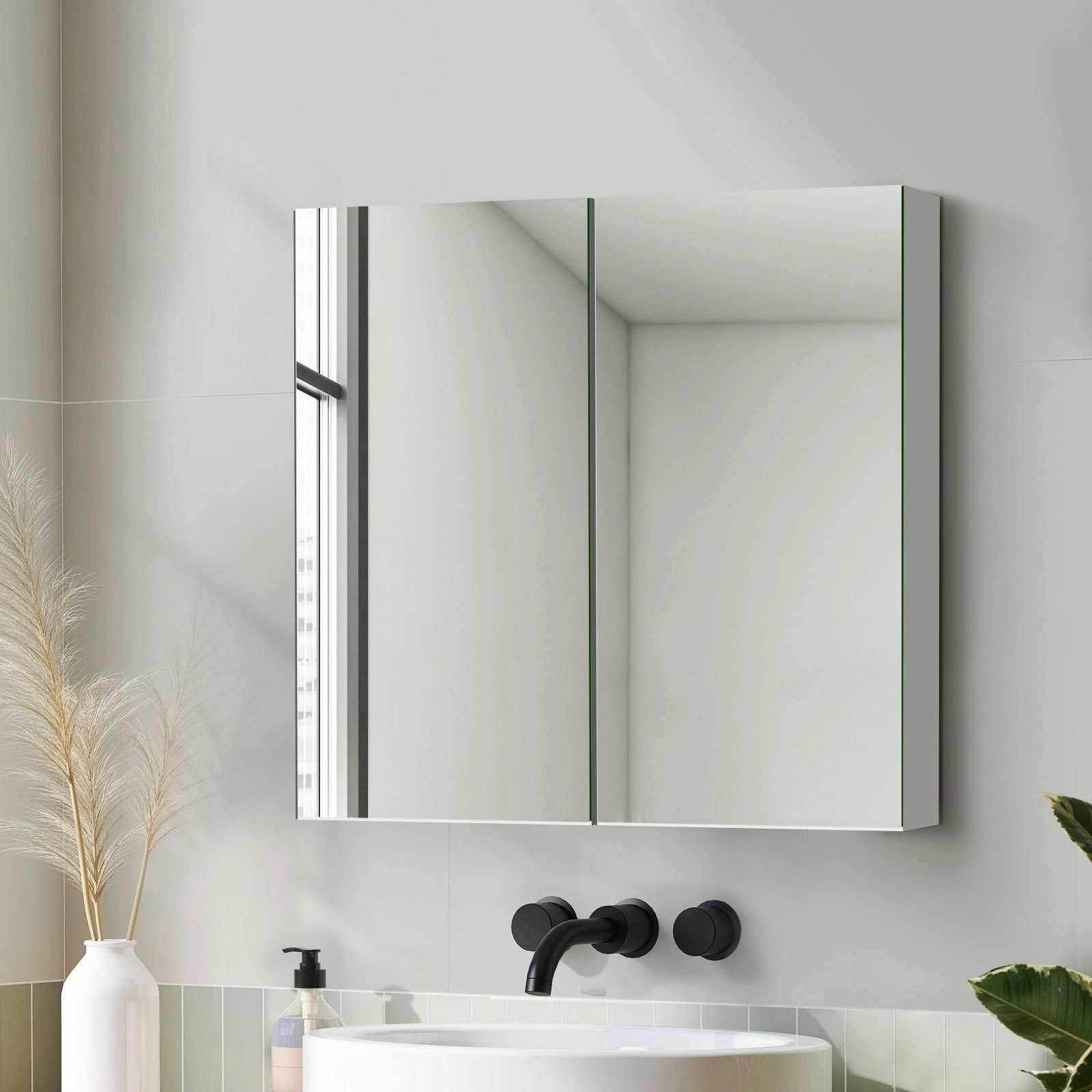 Welba Bathroom Mirror Cabinet Vanity Medicine Shaving Wall Storage 750mmx720mm