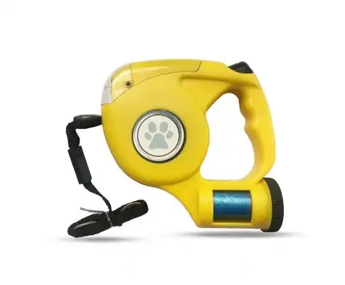 Retractable Dog Leash with Waste Bag Dispenser & Torch