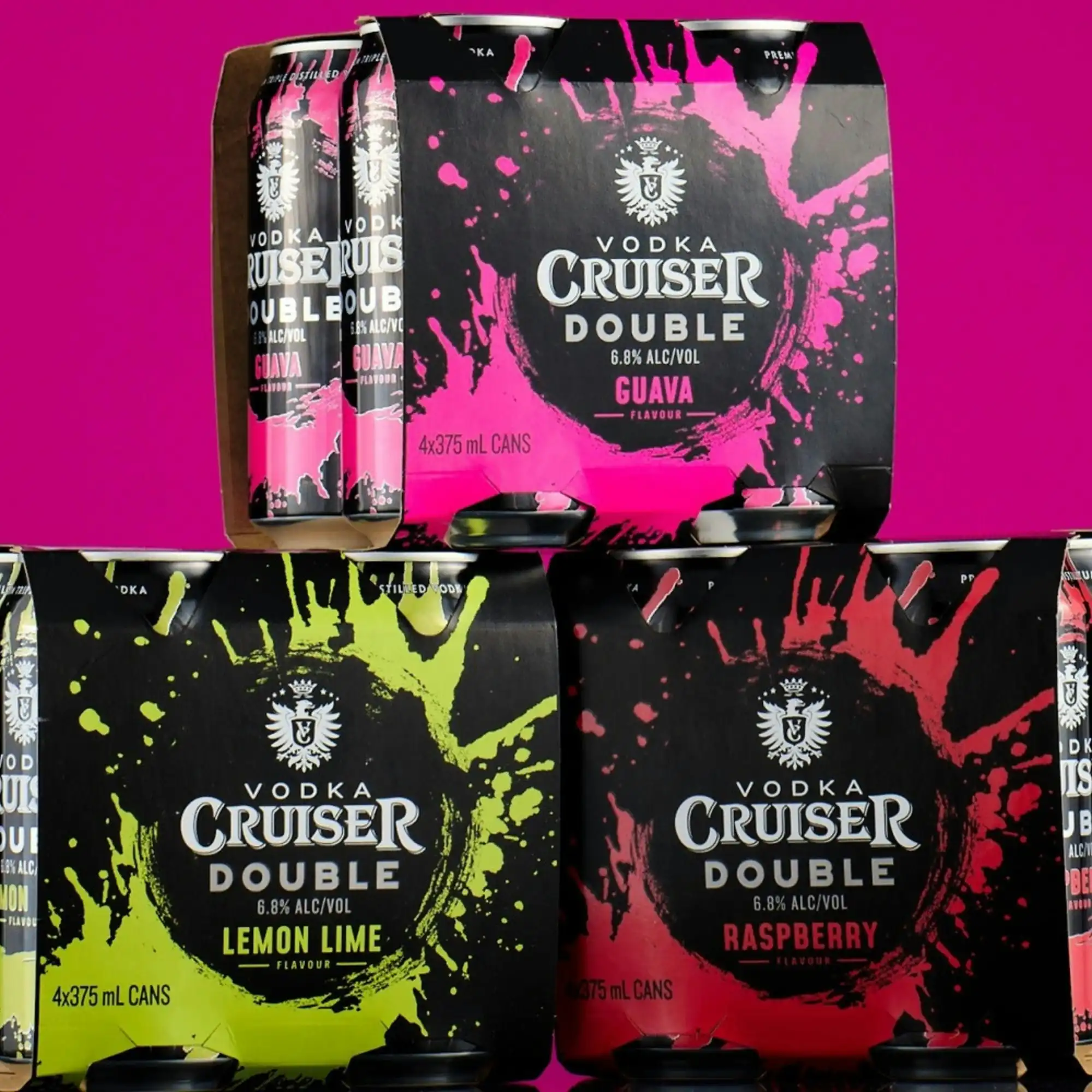 Vodka Cruiser Double Guava 6.8% 24 x 375mL Cans