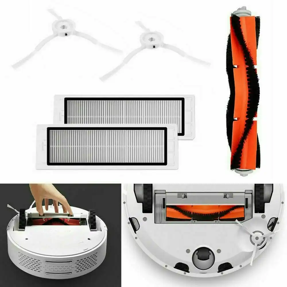 Main Brush & 2 HEPA Filter+ 2Side Brushes Kit Compatible with Xiaomi Mi Roborock Robot S6 S5 Max S60 S65 S5 S50 S51 S55