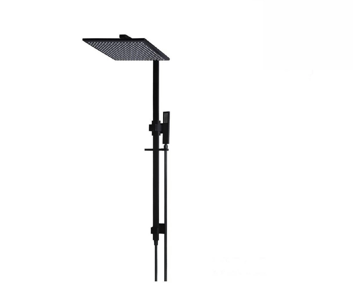 Meir Shower Twin Rail Square 300mm Head Matte Black MZ0203