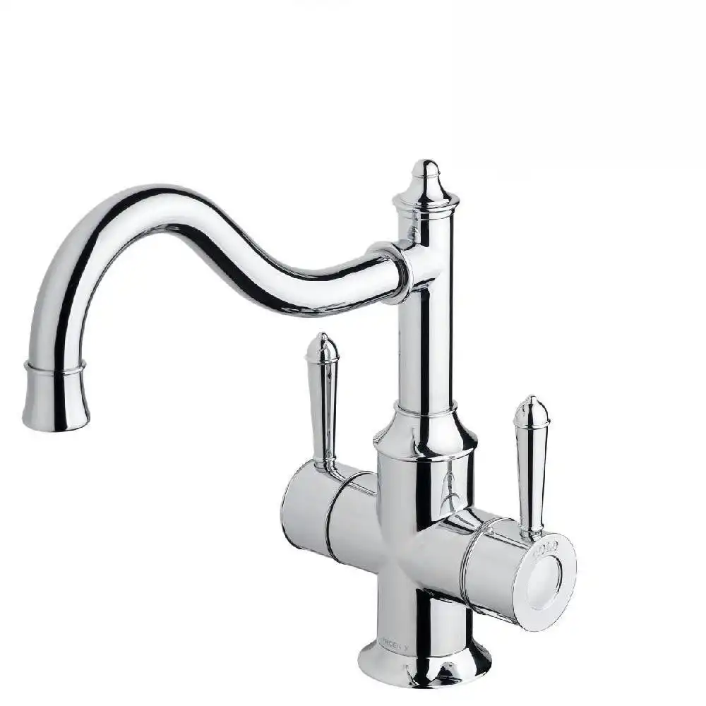 Phoenix Nostalgia Twin Handle Sink Mixer 220mm Shepherds Crook Chrome NS714 CHR