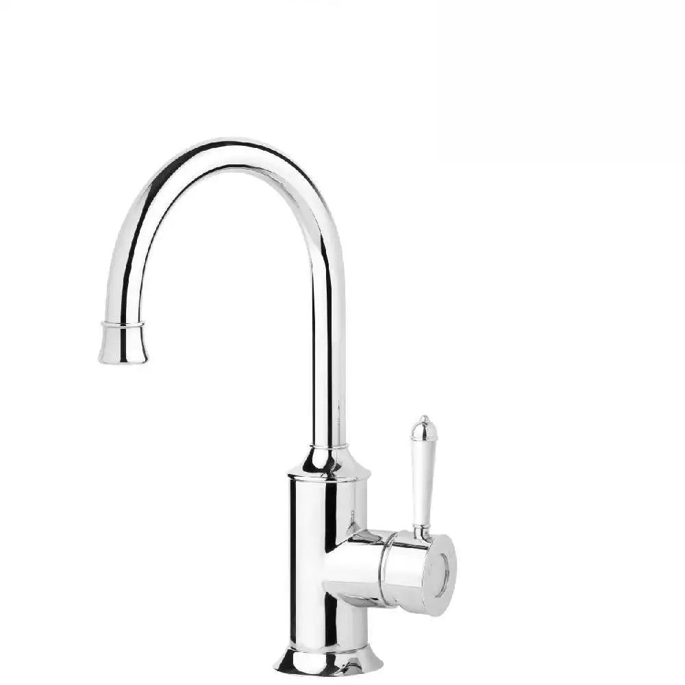 Phoenix Nostalgia Sink Mixer 160mm Gooseneck Chrome/ White NS730-62