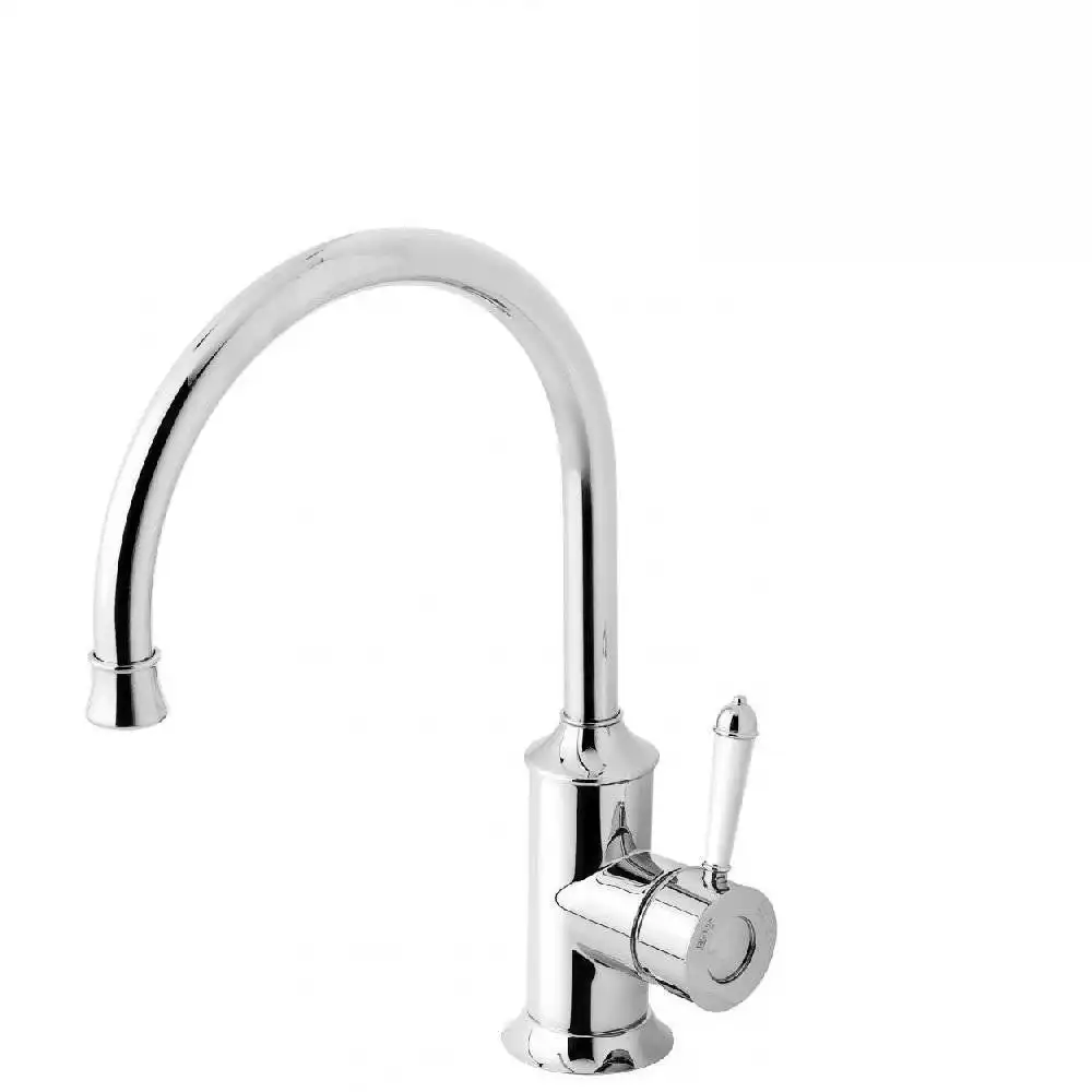 Phoenix Nostalgia Sink Mixer 220mm Gooseneck Chrome/ White NS733-62