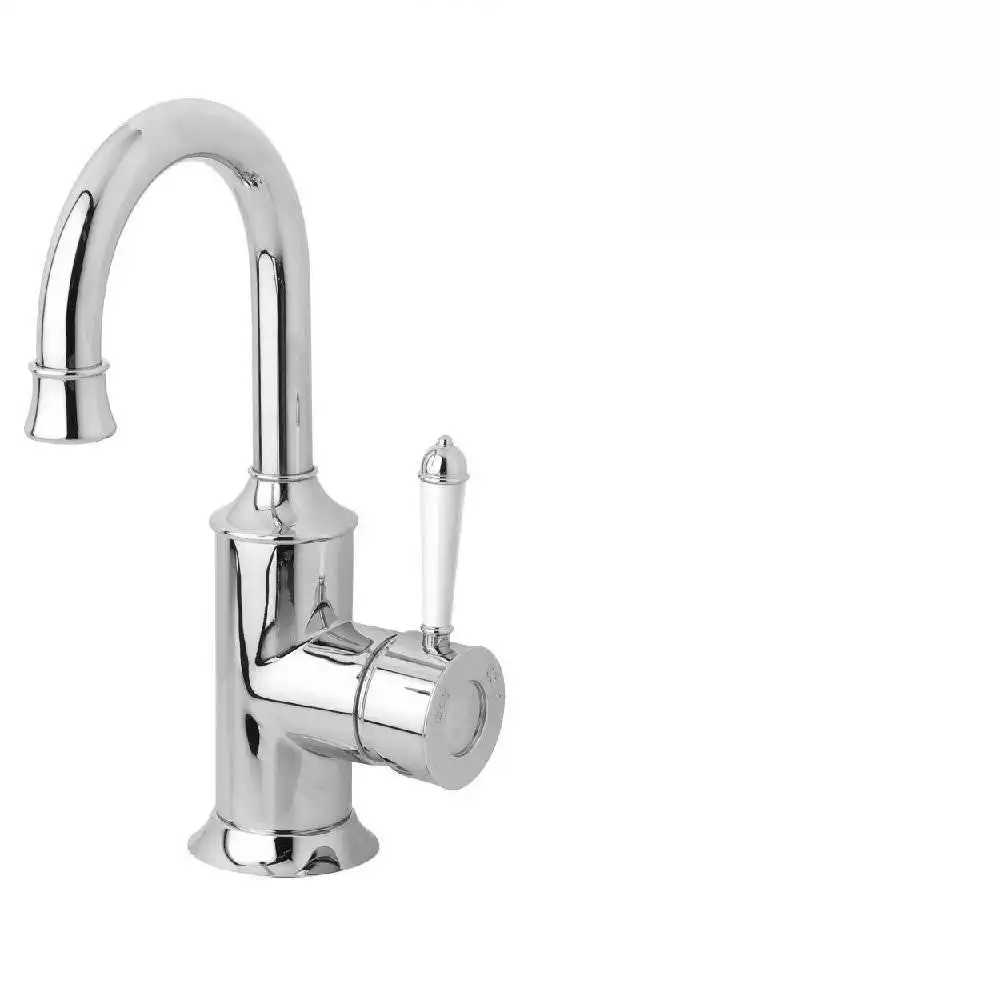 Phoenix Nostalgia Basin Mixer 120mm Gooseneck Chrome/ White NS770-62