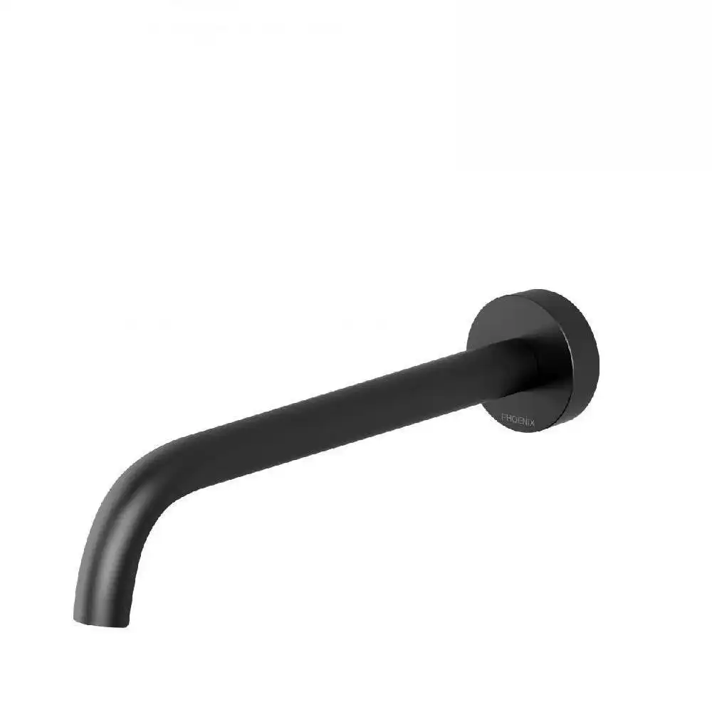 Phoenix Vivid Slimline Wall Bath Outlet 230mm Curved Matte Black VS7640-10