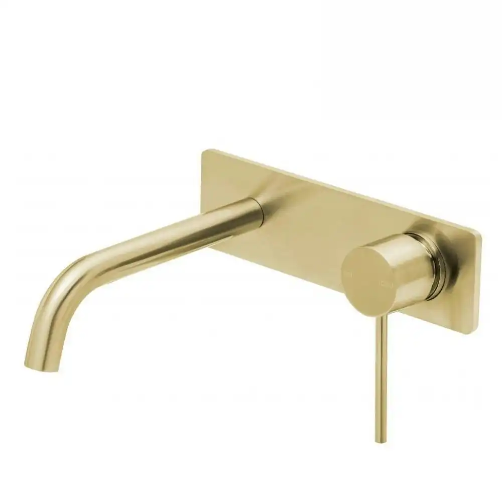 Phoenix Vivid Slimline Wall Bath Mixer Set 180mm Curved Brushed Gold VS783-12