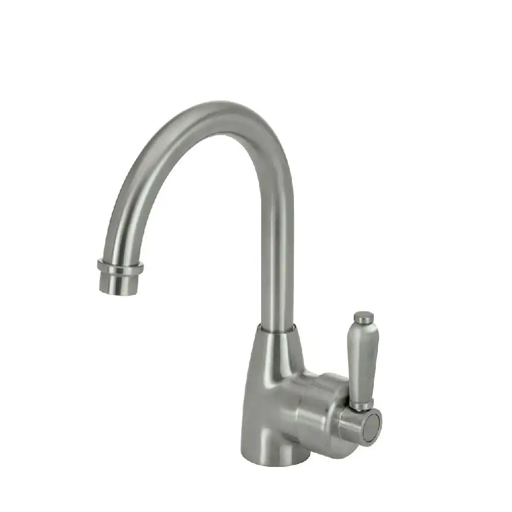 Fienza Eleanor Gooseneck Basin Mixer Brushed Nickel with Brushed Nickel Handle 202104NN