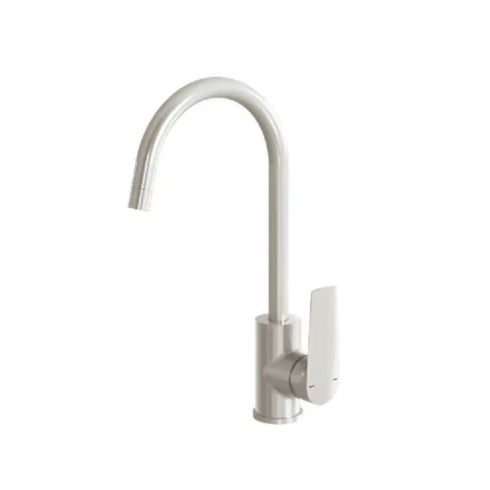 Phoenix Arlo Sink Mixer 200mm Gooseneck Brushed Nickel 151-7310-40