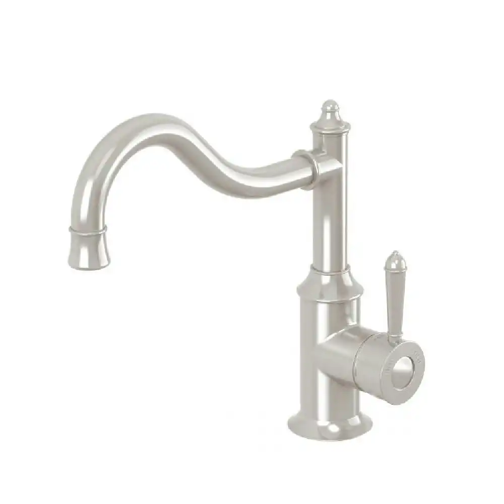 Phoenix Nostalgia Sink Mixer 220mm Shepherds Crook Brushed Nickel NS738-40