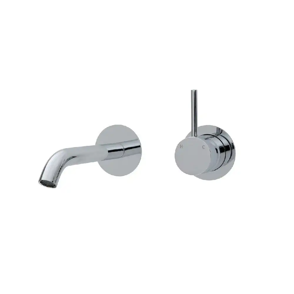 Fienza Kaya Up Wall Basin/ Bath Mixer Set Round Plate 160mm Outlet Chrome 228118