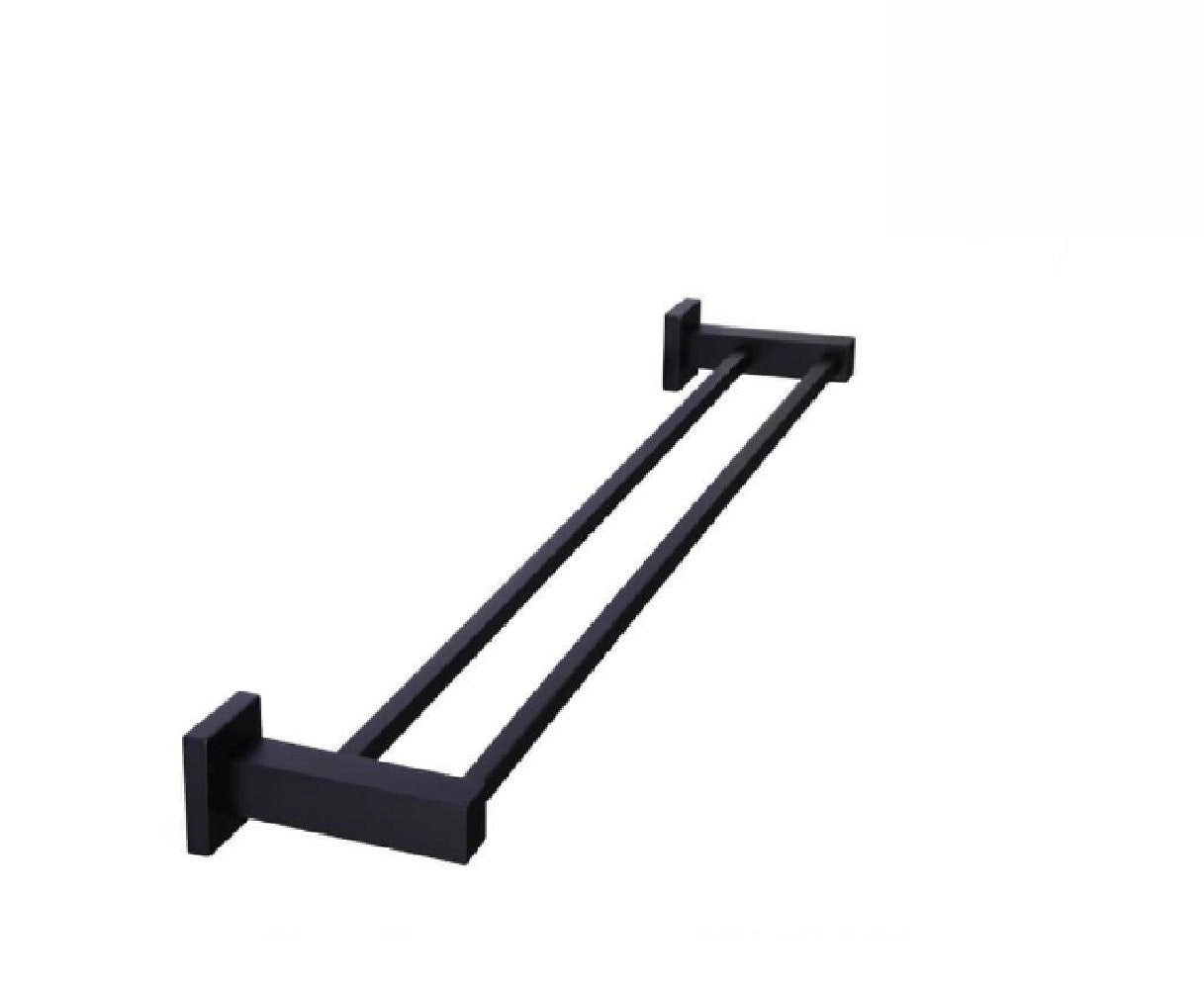 Meir Double Square Towel Rail 600mm Matte Black MR01