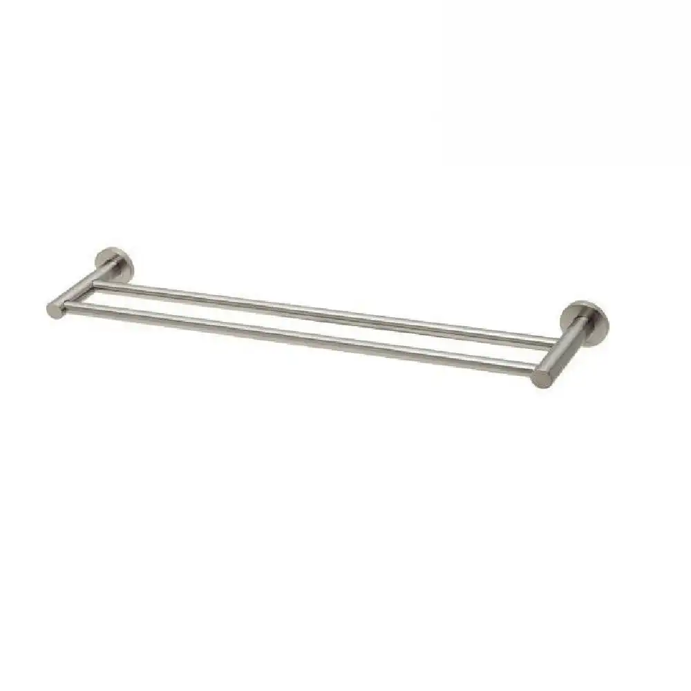 Phoenix Radii Double Towel Rail 800mm Round Plate Brushed Nickel RA812 BN