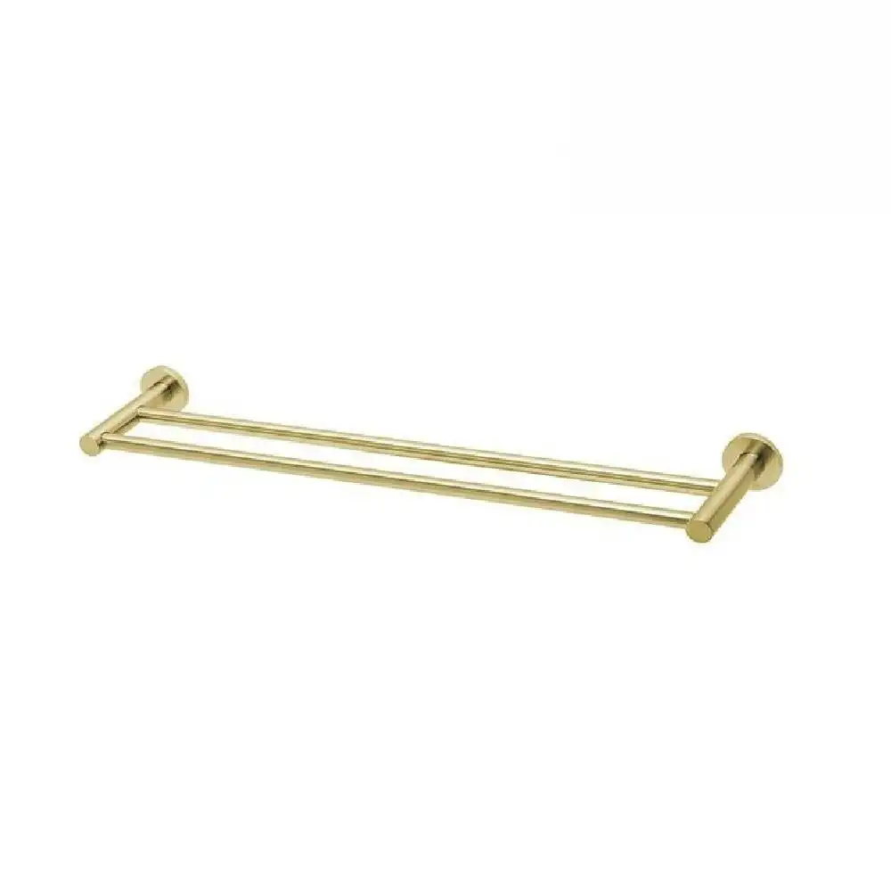 Phoenix Radii Double Towel Rail 800mm Round Plate Brushed Gold RA812-12