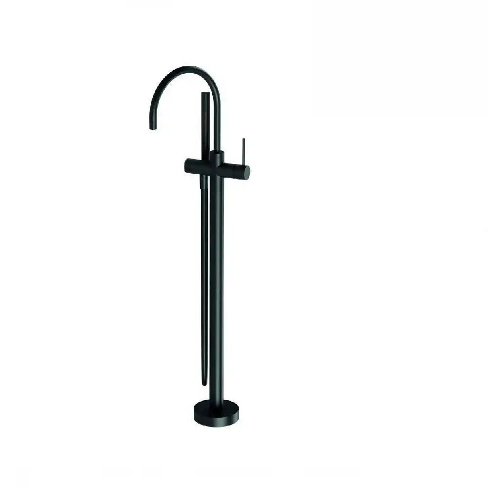 Phoenix Vivid Slimline Floor Mounted Bath Mixer with Hand Shower Matte Black VS7451-10