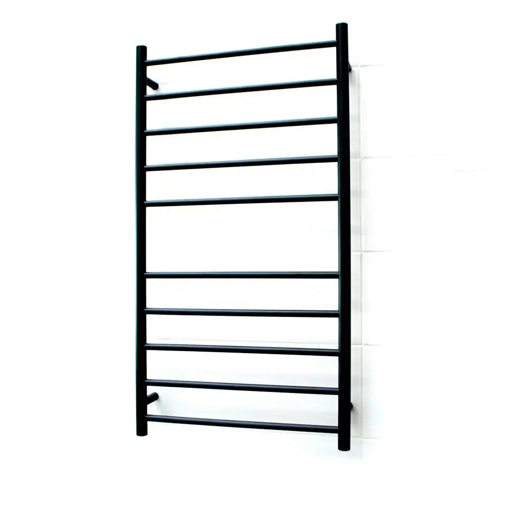 Radiant Matte Black 600 x 1100mm Round Heated Towel Rail (Right Wiring) BRTR02RIGHT