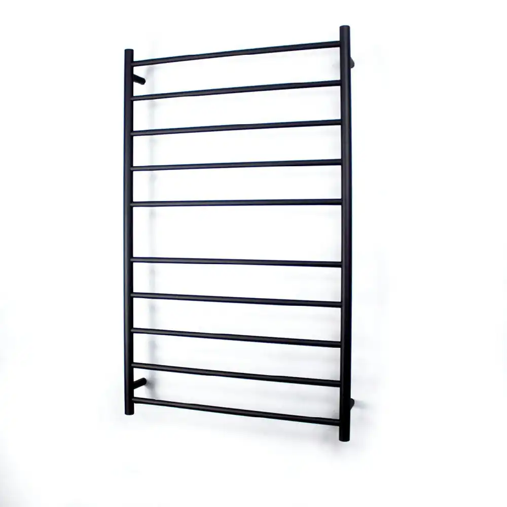 Radiant Matte Black 750 x 1200mm Round Heated Towel Rail (Right Wiring) BRTR04RIGHT