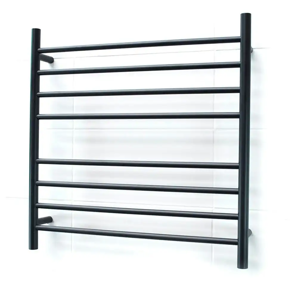 Radiant Matte Black 750 x 750mm Round Heated Towel Rail (Right Wiring) BRTR06RIGHT