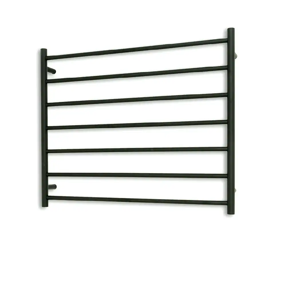 Radiant Matte Black 900 x 750mm Round Heated Towel Rail (Right Wiring) BRTR08RIGHT