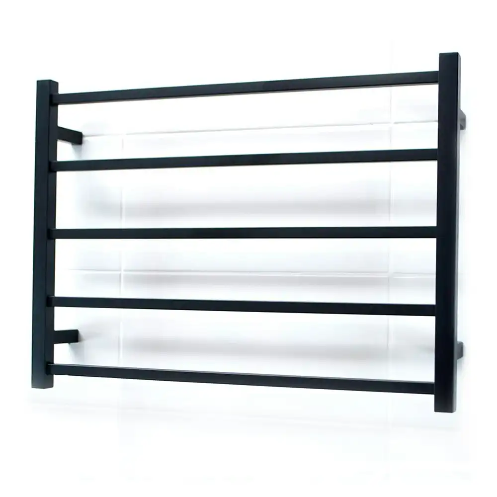 Radiant Matte Black 750 x 550mm Square Heated Towel Rail (Right Wiring) BSTR03RIGHT