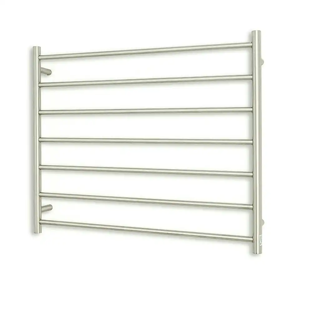 Radiant Brushed 900 x 750mm Round Heated Towel Rail (Left Wiring) BRU-RTR08LEFT
