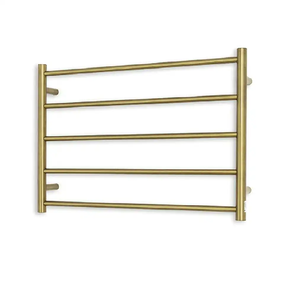 Radiant Brushed Gold 750 x 550mm Round Heated Towel Rail (Left Wiring) GLD-RTR03LEFT