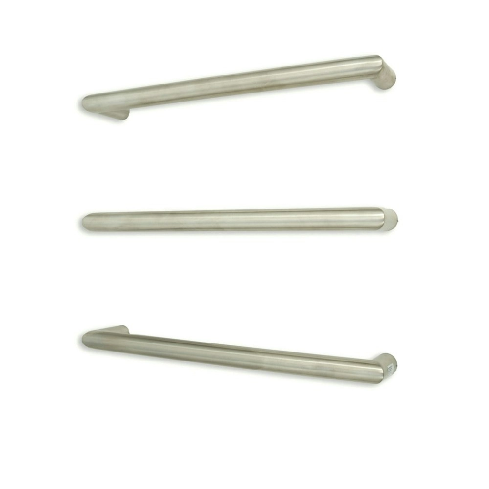 Radiant Brushed 500mm Round Single Bar Heated Towel Rail (Left or Right Wiring) BRU-SBRTR-500