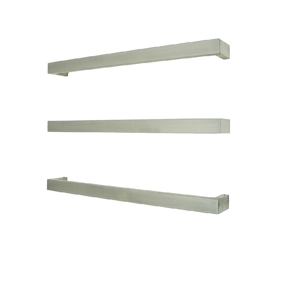 Radiant Brushed 650mm Square Single Bar Heated Towel Rail (Left or Right Wiring) BRU-SBSTR-650