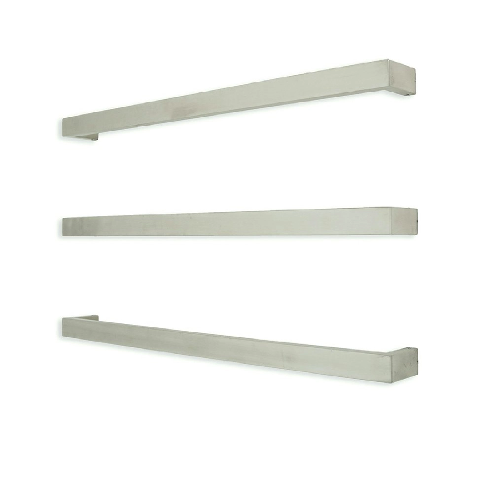 Radiant Brushed 800mm Square Single Bar Heated Towel Rail (Left or Right Wiring) BRU-SBSTR-800