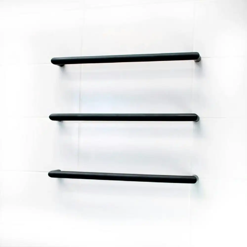 Radiant Black 500mm Round Single Bar Heated Towel Rail (Left or Right Wiring) BSBRTR-500