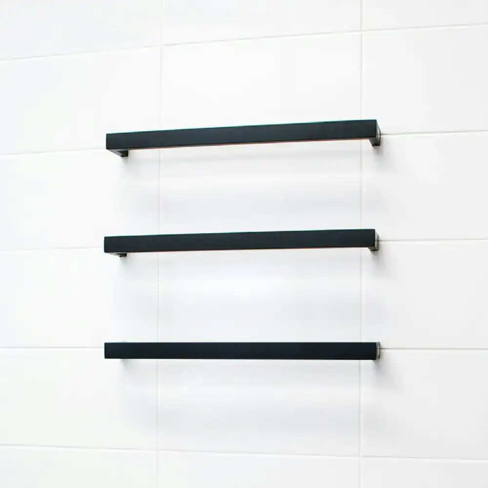 Radiant Black 500mm Square Single Bar Heated Towel Rail (Left or Right Wiring) BSBSTR-500